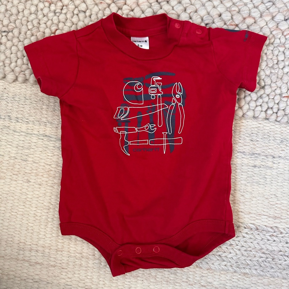 Carhartt Red Baby Bodysuit with Tool Graphic